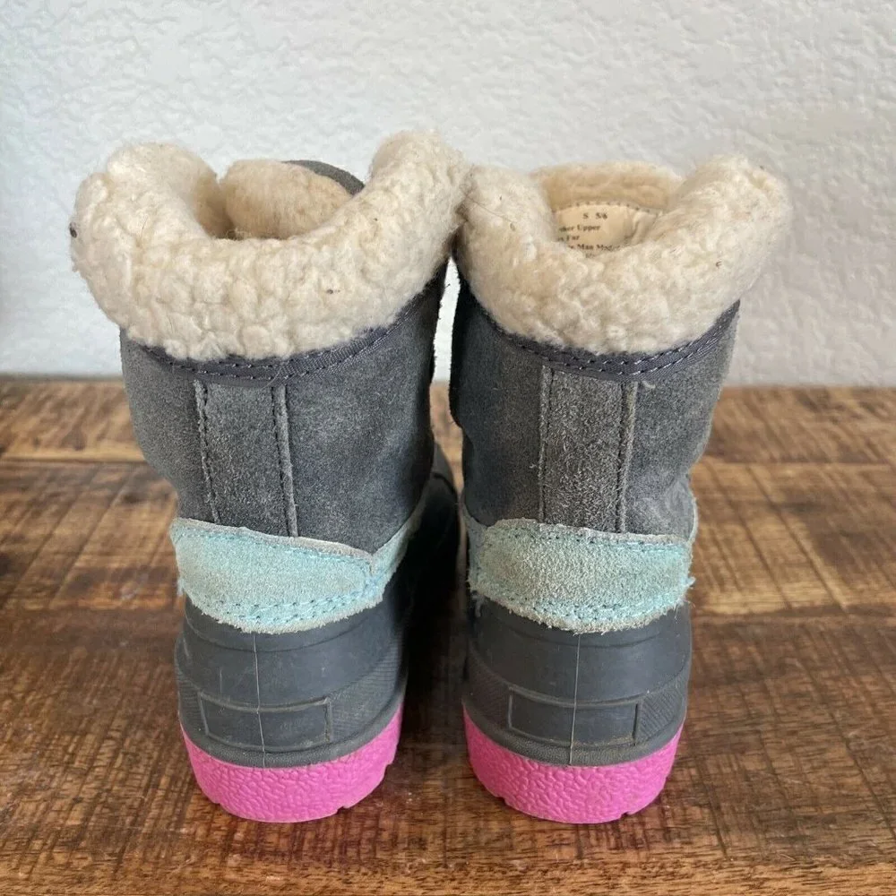 Cat & Jack Gray Letha Snow Boots Thermolite Genuine Suede 5/6